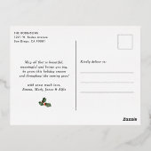 Elegante script botanische bloem 3 foto goud folie feestdagen briefkaart (Achterkant)