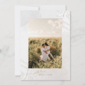 Elegante script botanische trouwkaart met foto save the date (Achterkant)