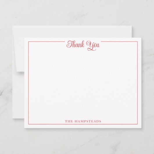 Elegante Script Bright Rode Dank U Stationery Bedankkaart (Voorkant)