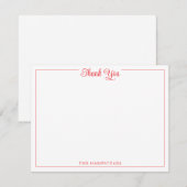 Elegante Script Bright Rode Dank U Stationery Bedankkaart (Voorkant / Achterkant)