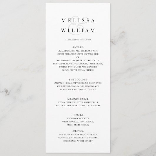 Elegante Script Bruid en bruidegom Ampersand Weddi Menu (Voorkant)