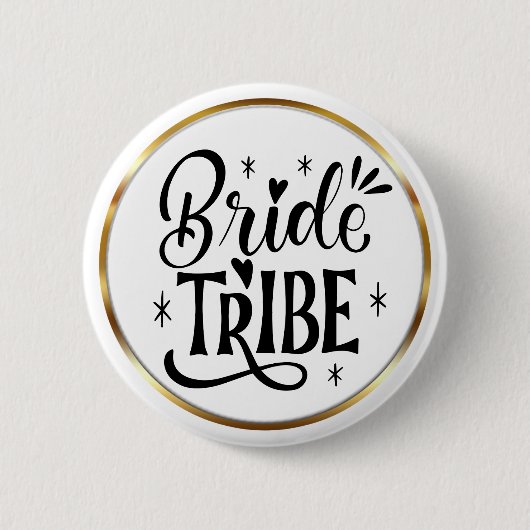Elegante Script Bruid Stam Gouden Frame Ronde Button 5,7 Cm (Voorkant)