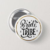 Elegante Script Bruid Stam Gouden Frame Ronde Button 5,7 Cm (Voorkant /achterkant)