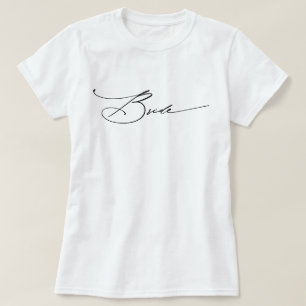 Elegante script bruid witte vrijgezellenfeest t-shirt