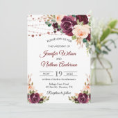 Elegante script bruidsbloemen bruiloft kaart (Staand voorkant)