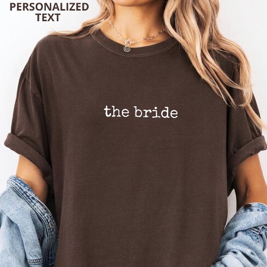 Elegante Script Bruidsmeisje T-shirt met Naam op M
