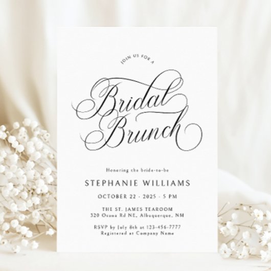 Elegante script bruiloft brunch uitnodiging