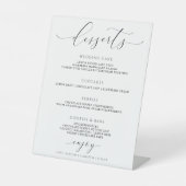 Elegante Script Bruiloft Dessert Bar Menu Reclamebord Met Voetstuk (Voorkant)