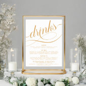 Elegante Script Bruiloft Dranken Gouden Bar Menu Poster