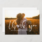 Elegante script bruiloft foto dank u kaart (Voorkant / Achterkant)