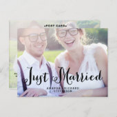 ELEGANTE SCRIPT BRUILOFT NET GETROUWD BRIEFKAART (Voorkant / Achterkant)