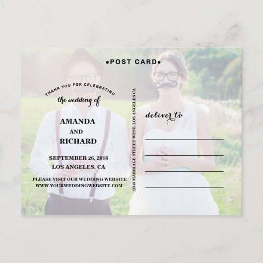 ELEGANTE SCRIPT BRUILOFT NET GETROUWD BRIEFKAART (Achterkant)