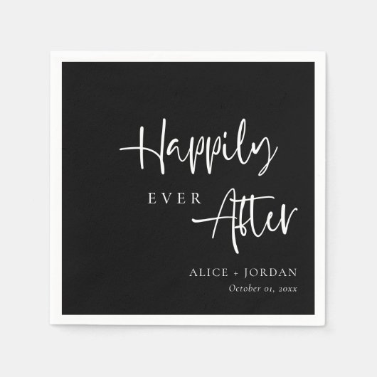 Elegante script bruiloft servetten nog lang en gel (Voorkant)