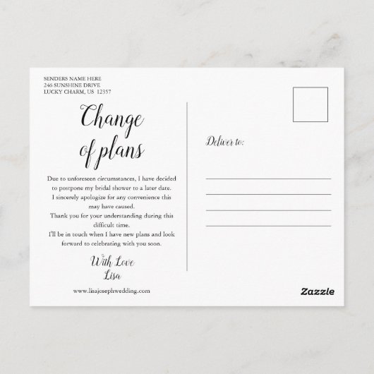 Elegante Script Bruiloft Uitgesteld Citroenen Briefkaart (Achterkant)