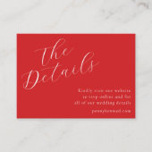 Elegante script bruiloft website QR code rood Informatiekaartje (Voorkant)