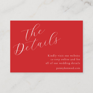 Elegante script bruiloft website QR code rood Informatiekaartje