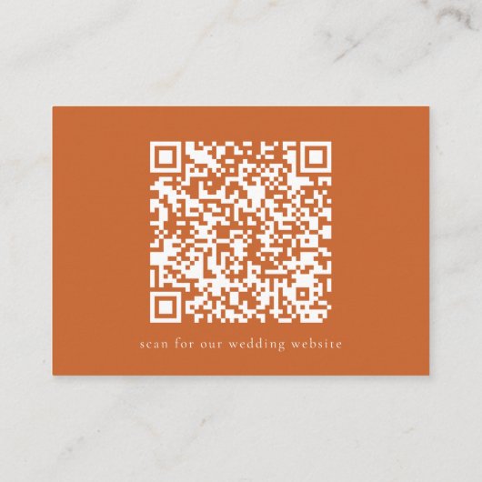 Elegante script bruiloft website QR Code Terracott Informatiekaartje (Achterkant)