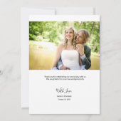 Elegante Script Bruiloftsfototemplate Bedankkaart (Achterkant)