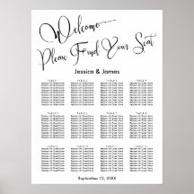 Elegante script bruiloftsreceptie zitplaatsenkaart