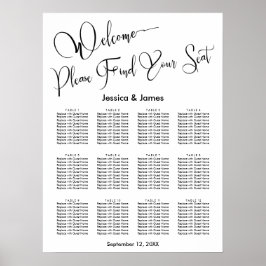 Elegante script bruiloftsreceptie zitplaatsenkaart poster