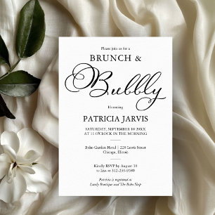 Elegante Script Brunch En Mousserende Wijn Bruidsd Kaart