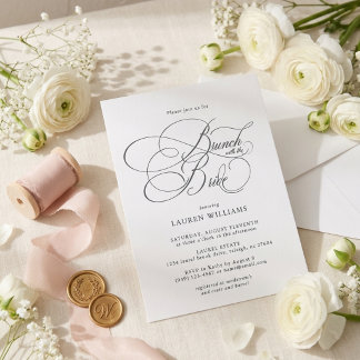Elegante script brunch met de bruid bruidsfeest kaart