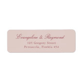 Elegante Script Burgundy En Crème Trouwadres Etiket (Voorkant)