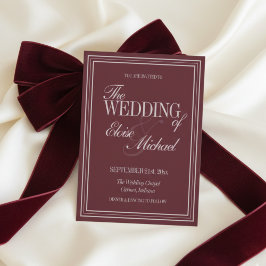 Elegante Script Burgundyrode Formele Trouw Kaart