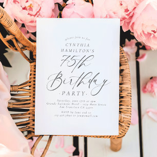Elegante Script Calligrafie 75e Verjaardagsfeest Kaart