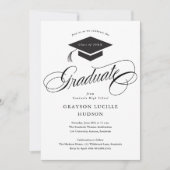 Elegante Script Calligrafie Foto Afstuderen Kaart (Voorkant)