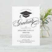 Elegante Script Calligrafie Foto Afstuderen Kaart (Staand voorkant)