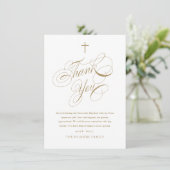 Elegante Script Calligrafie Goud Doopfeest Bedankkaart (Staand voorkant)