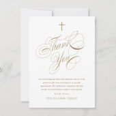 Elegante Script Calligrafie Goud Doopfeest Bedankkaart (Voorkant)