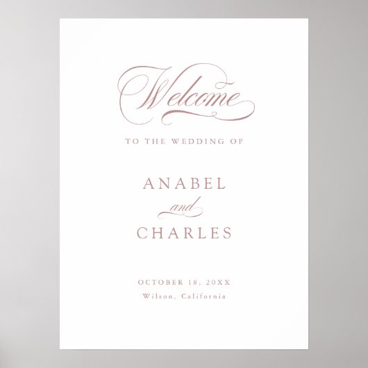 Elegante Script Calligrafie Minimale Welkomstbord Poster (Voorkant)