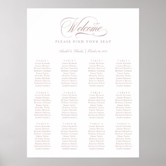 Elegante Script Calligrafie Minimale Zitplaatskaar Poster (Voorkant)
