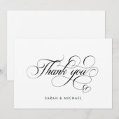 Elegante Script Calligrafie Moderne Trouw Namen Bedankkaart (Voorkant / Achterkant)
