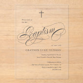 Elegante Script Calligrafie Neutrale Doop Acryl Uitnodigingen (Voorkant)