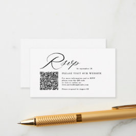Elegante Script Calligrafie & QR Code Huwelijksrea Informatiekaartje