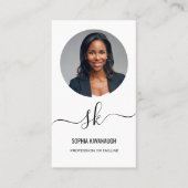 Elegante Script Calligrafie QR Code Monogram Foto Visitekaartje (Voorkant)