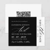 Elegante Script Calligrafie & QR Code Save The Dat (Voorkant / Achterkant)