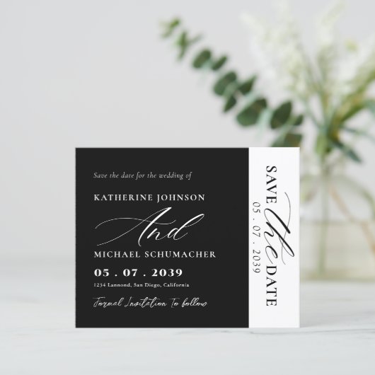 Elegante Script Calligrafie & QR Code Save The Dat (Staand voorkant)