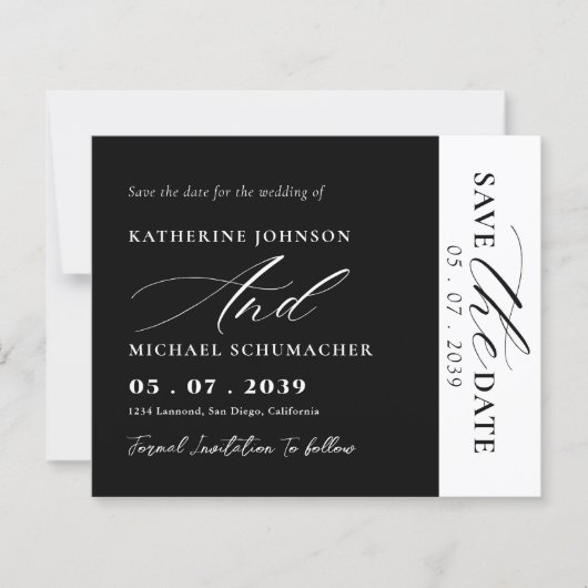Elegante Script Calligrafie & QR Code Save The Dat (Voorkant)