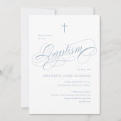 Elegante Script Calligrafie Stof Blauw Jongens Doo Kaart (Voorkant)