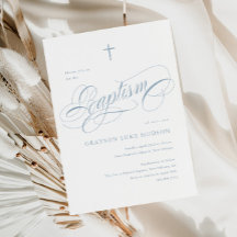 Elegante Script Calligrafie Stof Blauw Jongens Doo