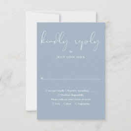 Elegante Script Calligrafie Stofblauwe Trouw RSVP Kaartje