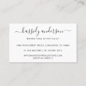 Elegante Script Calligrafie Typografisch Logo Zwar Visitekaartje (Achterkant)