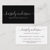 Elegante Script Calligrafie Typografisch Logo Zwar Visitekaartje (Voorkant / Achterkant)