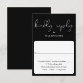 Elegante Script Calligrafie Zwart-Wit Bruiloft RSVP Kaartje (Voorkant / Achterkant)
