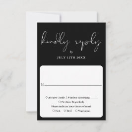 Elegante Script Calligrafie Zwart-Wit Bruiloft RSVP Kaartje