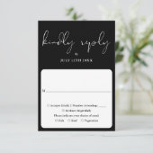 Elegante Script Calligrafie Zwart-Wit Huwelijk RSVP Kaartje (Staand voorkant)